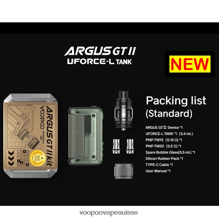 VOOPOO Suisse - VOOPOO ARGUS GT II kit de réservoir graphite 2R828J1