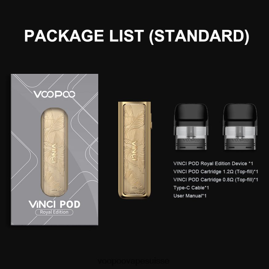 VOOPOO Vape Berne - VOOPOO VINCI POD édition royale feuille d\'or 2R828J343